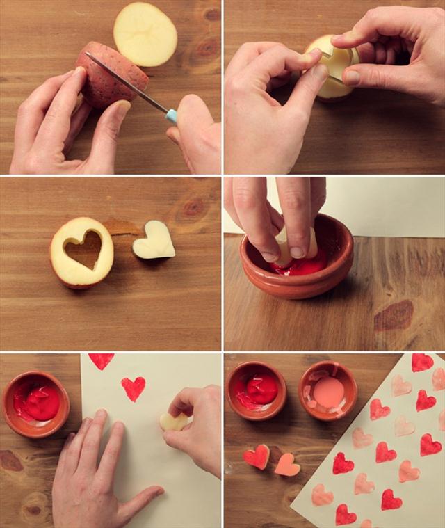 homemade-valentine-gifts-wrapping-paper-heart-potatoe-cookie-cutter-paint